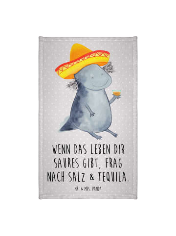 Mr. & Mrs. Panda Handtuch Axolotl Tequila mit Spruch in Grau Pastell