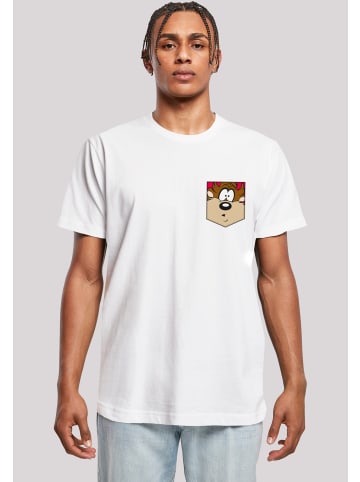 F4NT4STIC T-Shirt Looney Tunes Tasmanian Devil Face Faux Pocket in weiß