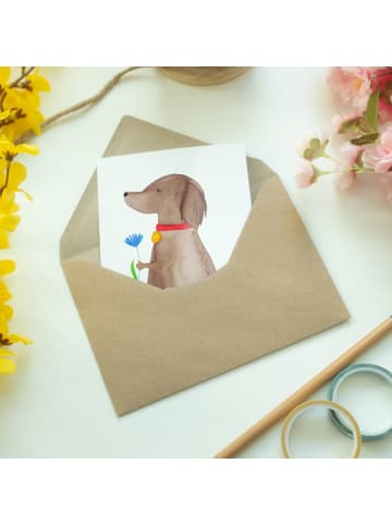Mr. & Mrs. Panda Grußkarte Hund Blume ohne Spruch in Weiß
