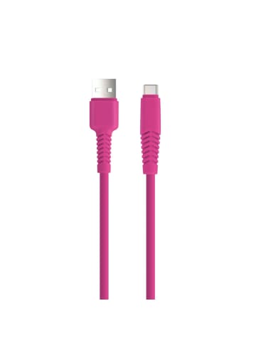 COFI 1453 Setty Ladekabel USB-A auf USB-C KSA-C-1.526 1,5m 10.5W 2,1A Rosa in Transparent