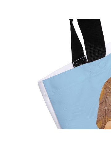 Mr. & Mrs. Panda Shopping Bag Schildkröte MHerzieren mit Spruch in Blau Pastell