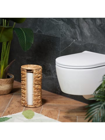 relaxdays Toilettenpapier Aufbewahrung in Natur - (H)34 x Ø 18 cm