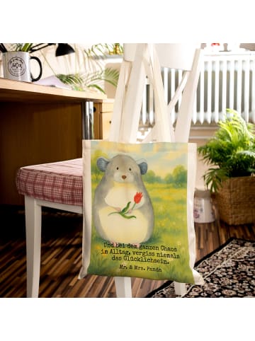 Mr. & Mrs. Panda Jutebeutel Chinchilla Blume Design mit Spruch in Weiß
