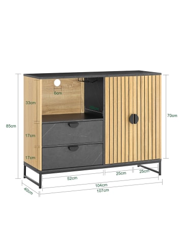 SoBuy Seitenschrank in Hell-Eiche - (W) 40 x (H) 85 x (L) 107 cm