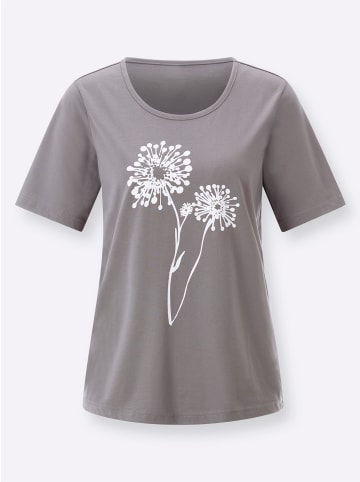 Sieh an! Rundhals-Shirt in grau-weiß-bedruckt