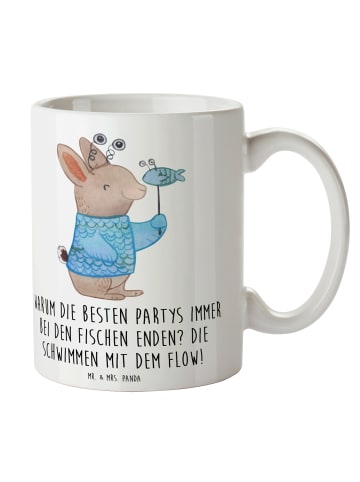 Mr. & Mrs. Panda Tasse Fische Flow Spaß mit Spruch in Weiß
