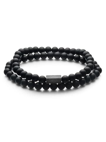 True Rebels Set (Armbänder 2er) aus Edelstahl Achat in retro