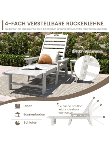 COSTWAY Sonnenliege wetterfest Kunststoff in Weiß
