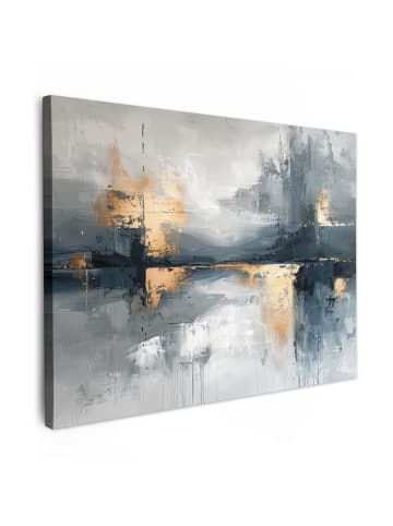 MuchoWow Leinwand bilder Abstrakte Kunst gold grau (BxH)