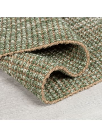 KADIMA DESIGN Teppich Jute-Wolle Farbverlauf, beidseitig nutzbar, handgewebt in Grün