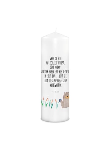 Mr. & Mrs. Panda Stumpenkerze Otter Stein mit Spruch in Weiß