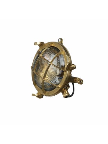 Licht-Erlebnisse Außen Wandlampe Ø 14 x (H)14 cm in Messing