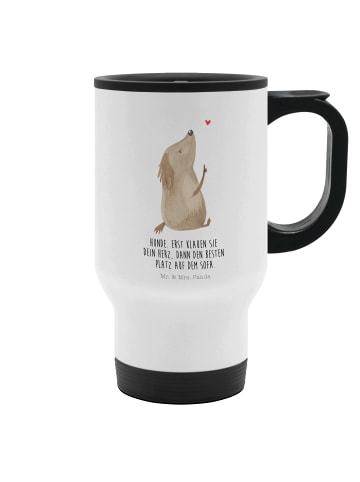 Mr. & Mrs. Panda To-Go-Becher Hund Liebe mit Spruch in Weiß
