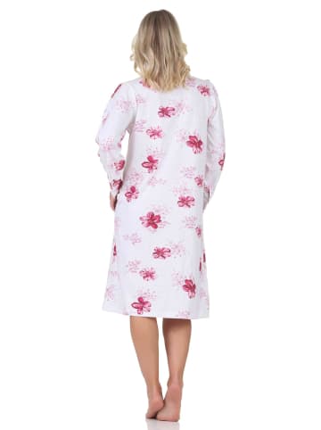 NORMANN Langarm Nachthemd klassische Design Knopfleiste am Hals - 88981 in rot