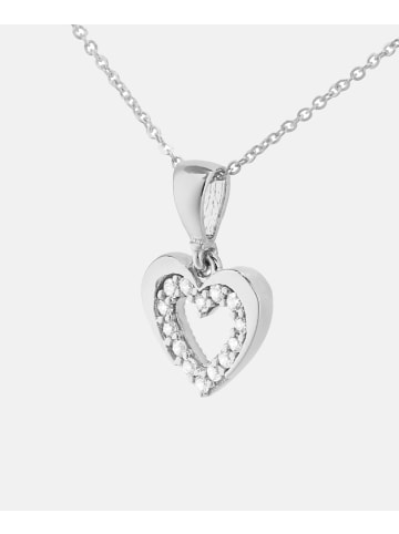 Vanlere Halskette mit Anhänger aus 375 Weißgold mit Zirkonia Herz-Design