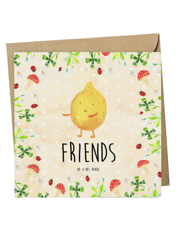 Mr. & Mrs. Panda Einladungskarte Beste Freunde Zitrone mit Spruch in Naturpapier