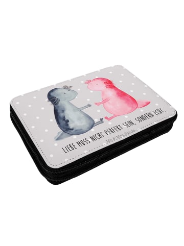 Mr. & Mrs. Panda Mäppchen Axolotl Liebe mit Spruch in Grau Pastell