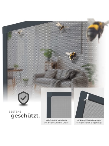 tectake Insektennetz für Fenster, zuschneidbar, wetterfest, ohne Bohren