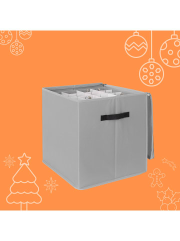 relaxdays Weihnachtskugel-Aufbewahrungsbox in Grau - (B)36,5 x (H)40 x (T)36,5 cm