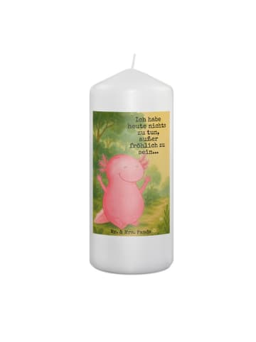 Mr. & Mrs. Panda Wachskerze Axolotl Hurra Design mit Spruch in Weiß