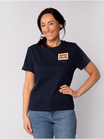 wat? Apparel T-Shirt Rainbow Cassette in Dunkelblau