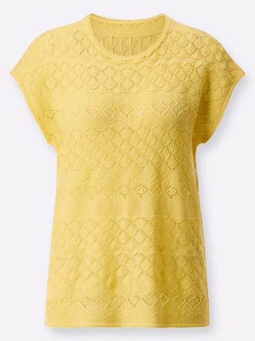Sieh an! Ajour-Pullover in zitrone