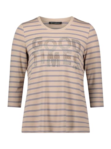 Betty Barclay Ringelshirt mit Schmucksteinen in Beige/Grau