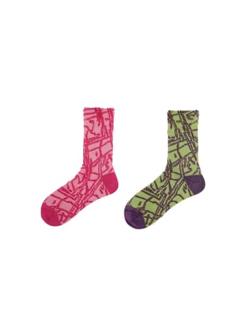 MUNADUNA 2er-Pack 3D-Relief Abstrakte Mode-Socken-Farb-Mix