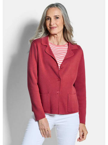 GOLDNER Kurzgröße: Strickblazer Milano-Ripp-Blazer mit Reverskragen in rot