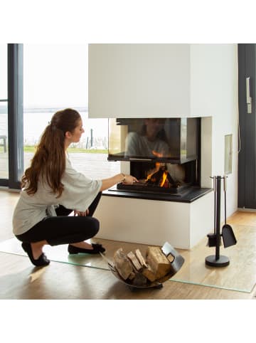 8tlg. Kamin-Komplettset in Schwarz/ Anthrazit