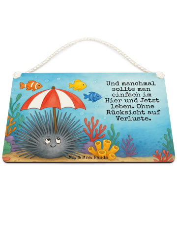 Mr. & Mrs. Panda Holzschild Seeigel Design mit Spruch in Weiß