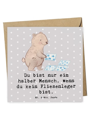 Mr. & Mrs. Panda Klappkarte Fliesenleger Herz mit Spruch in Grau Pastell