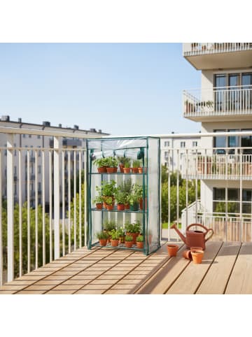 relaxdays Balkongewächshaus in Grün/ Transparent - (B)46 x (H)80 x (T)24 cm