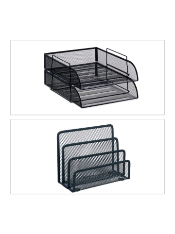relaxdays 7-tlg. Schreibtisch-Organizer-Set in Anthrazit