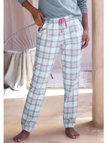 Vivance Active Pyjamahose in grau-rosa-kariert