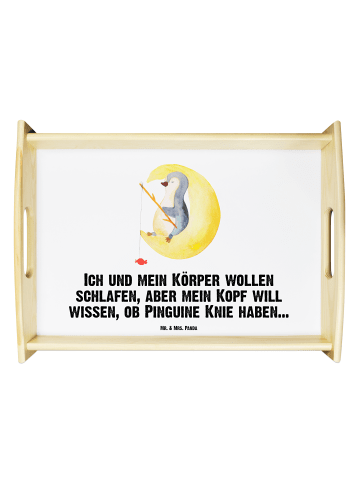 Mr. & Mrs. Panda Servier Tablett Pinguin Mond mit Spruch in Weiß