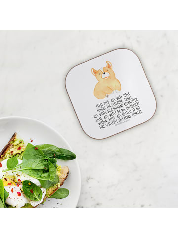 Mr. & Mrs. Panda Bierdeckel Corgie mit Spruch in Weiß