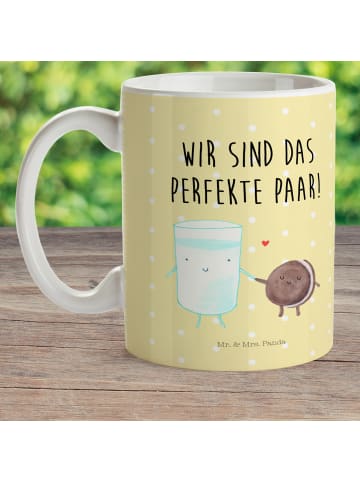 Mr. & Mrs. Panda Pott Milch Keks mit Spruch in Gelb Pastell