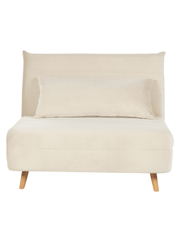 Beliani Schlafsofa SETTEN in Weiß/Heller Holzfarbton - (W) 104 x (H) 82 x (L) 90 cm