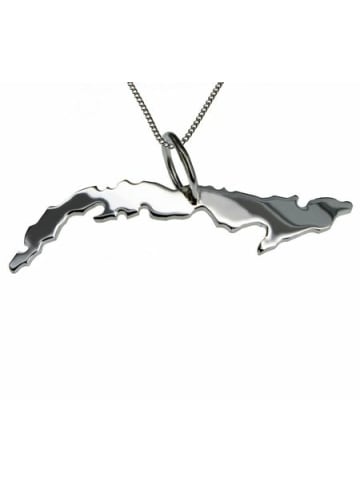 Schmuckador 50cm Halskette + Kuba Anhänger in massiv 925 Silber in silber