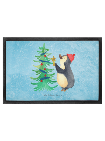 Mr. & Mrs. Panda Fußmatte Pinguin Weihnachtsbaum ohne Spruch in Eisblau