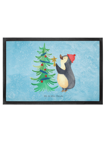 Mr. & Mrs. Panda Schmutzmatte Pinguin Weihnachtsbaum ohne Spruch in Eisblau