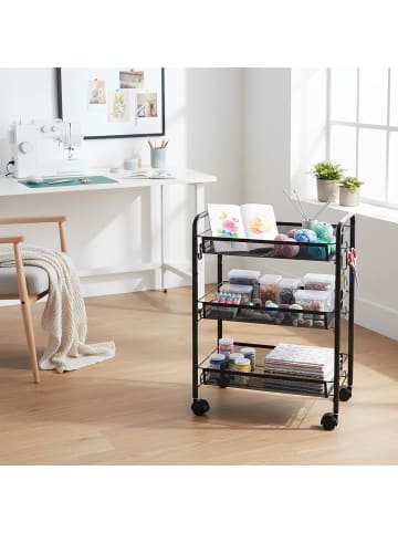 relaxdays Rollwagen in Schwarz - (B)44,5 x (H)63 x (T)26 cm