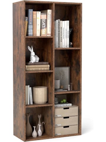 COSTWAY Bücherregal mit 7 Fächern in Hellbraun