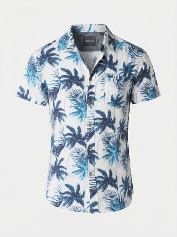 KOROSHI Herren kurzarm-viskosehemd in weiß