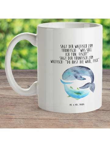 Mr. & Mrs. Panda Kindertasse Walfisch Thunfisch mit Spruch in Weiß