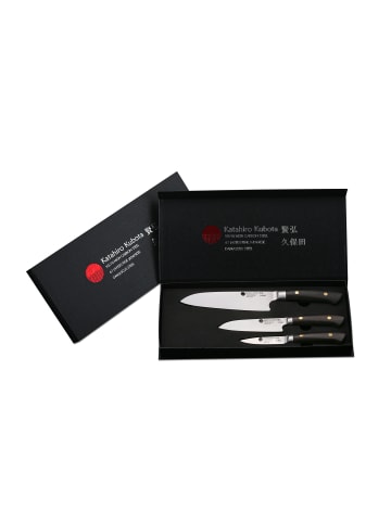 Izumi Ichiago Katahiro Kubota Sense 3 er Santokumesser set. + Magnet-Messerhalter