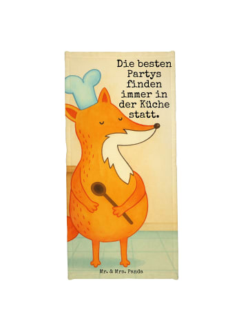 Mr. & Mrs. Panda Badehandtuch Fuchs Koch Design mit Spruch in Türkis Pastell
