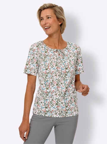Sieh an! Kurzarmshirt in weiß-flamingo-bedruckt