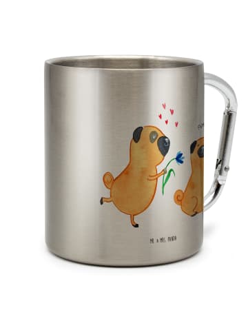 Mr. & Mrs. Panda Isolierbecher Mops Verliebt ohne Spruch in Silber